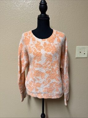 Cynthia Rowley Peach and Cream Floral Crewneck Sweater